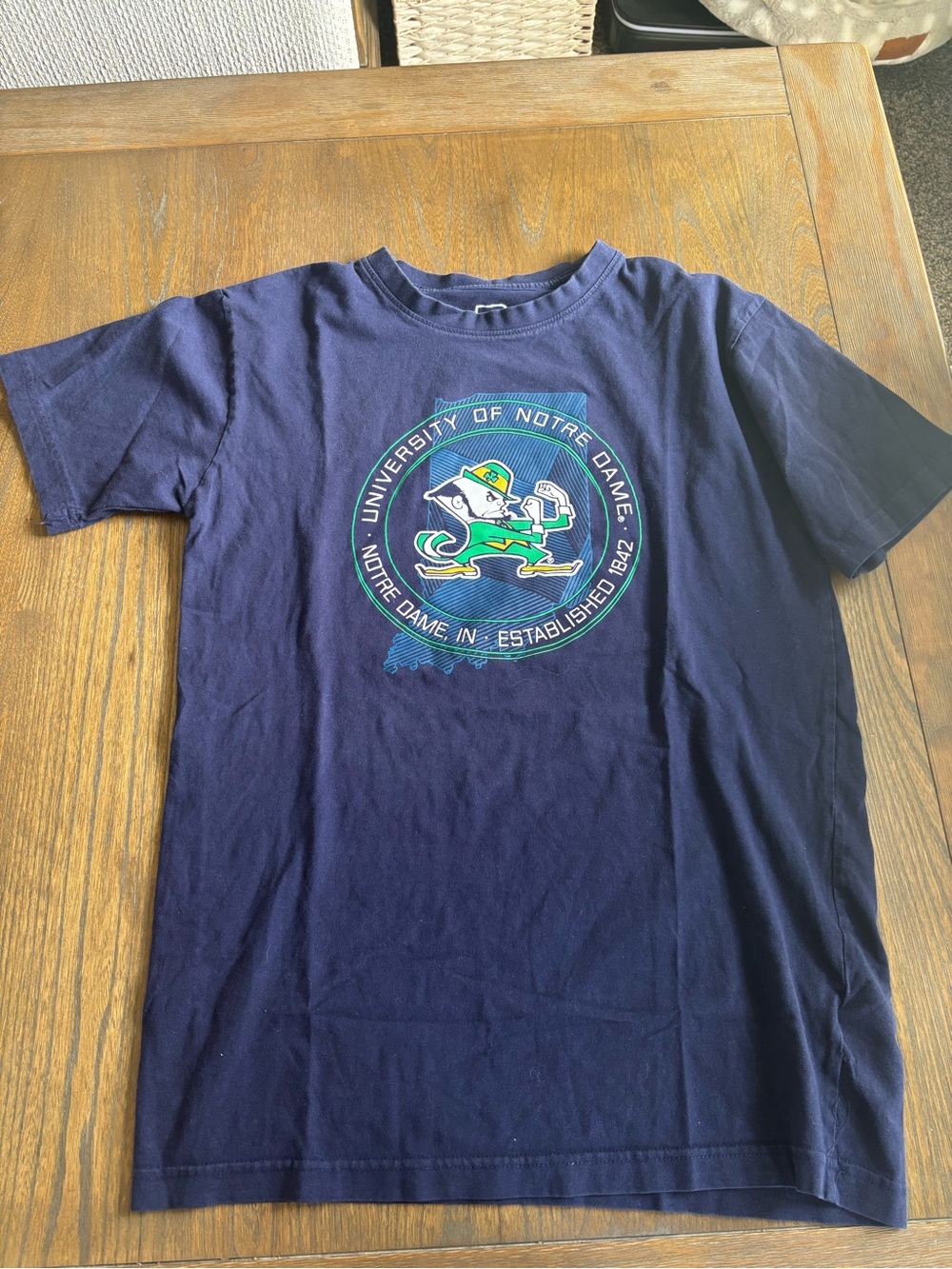 Pro Edge Navy Notre Dame Leprechaun Graphic Short Sleeve Tee